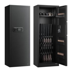 6-8 Gun Safe, Long Gun Cabinet for Rifles and Pistols, Quick Access Rifle Safe with 3 Ammo Slots and 2 Adjustable Racks