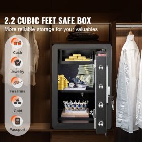 Safe, 2.2 Cubic Feet Home Safe, Steel Security Safe with Fingerprint, Digital Keypad and 2 Keys, Cabinet Safe with Large Fire-proof Bag, Protect